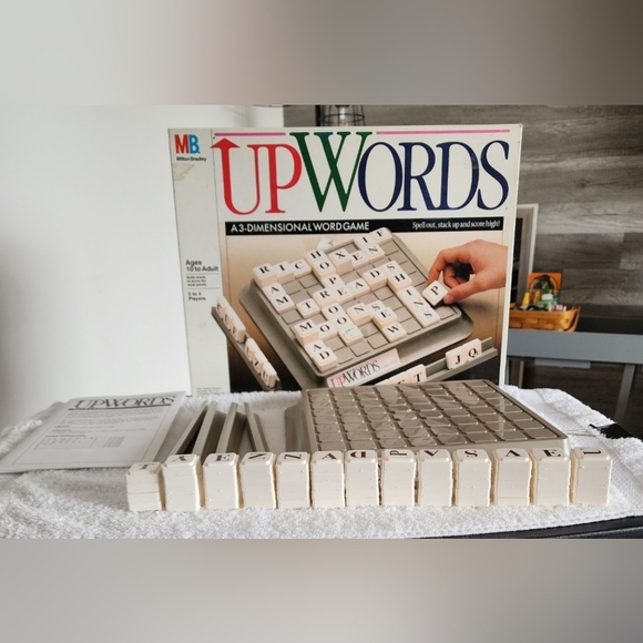 Upwords 3-Dimensional Words Stack Tile Board Game Milton Bradley 1988 CHARITY - Picture 1 of 8